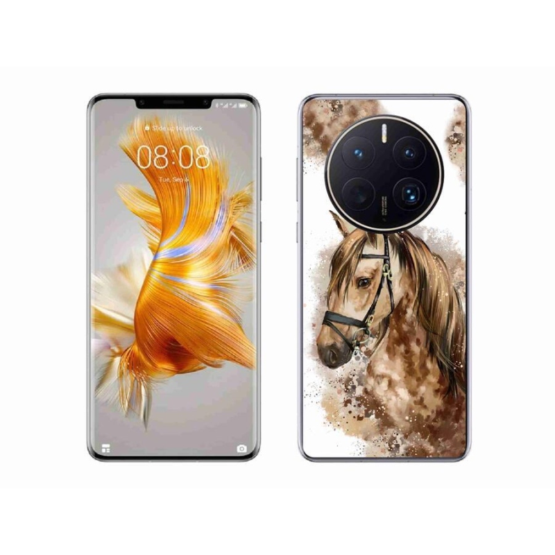 Zselés borítás mmCase a Huawei Mate 50 Pro számára - barna rajzfilm ló