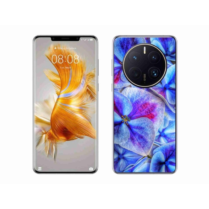 Gél védőhuzat mmCase mobiltelefonhoz Huawei Mate 50 Pro - kék virágok 1