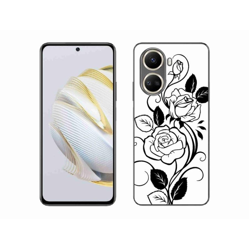 Gél borítás mmCase a Huawei Nova 10 SE-hez - fekete és fehér rózsa