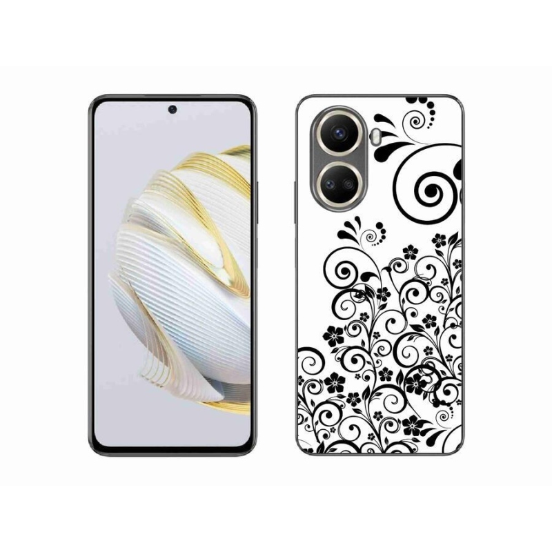 Gél borítás mmCase a Huawei Nova 10 SE-hez - fekete és fehér virágminták