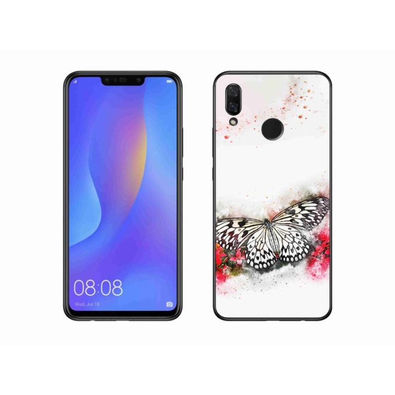 Gél borítás mmCase a Huawei Nova 3i készülékhez - fekete-fehér pillangó