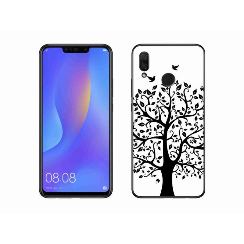 Gél borítás mmCase a Huawei Nova 3i számára - fekete és fehér fa