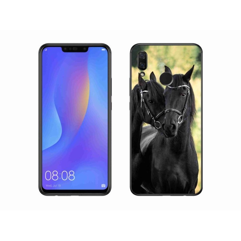 Gél borítás mmCase a Huawei Nova 3i számára - két fekete ló