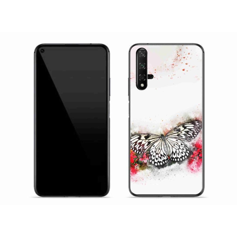 Gél borítás mmCase a Huawei Nova 5T-hez - fekete és fehér pillangó