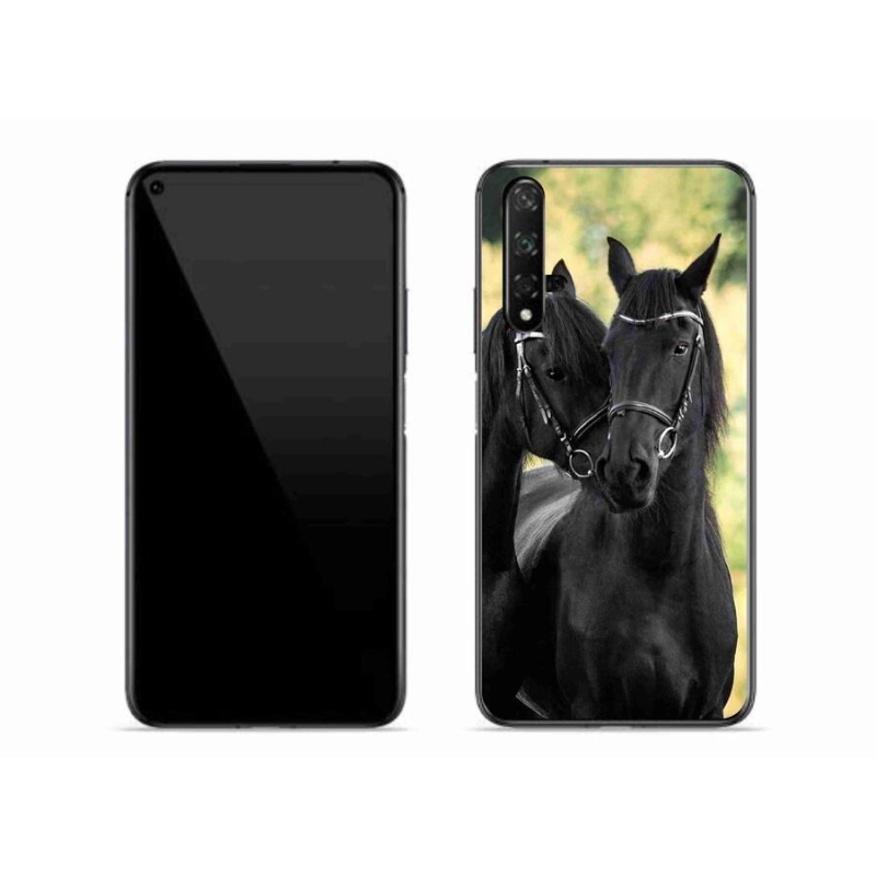 Gél borítás mmCase a Huawei Nova 5T számára - két fekete ló