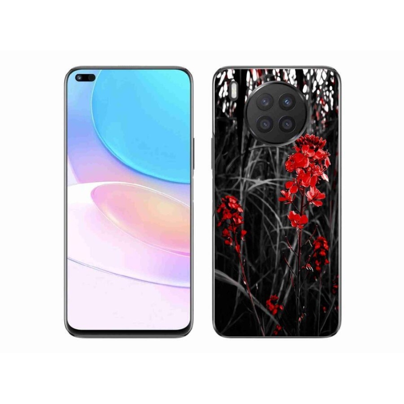 Gél borítás mmCase a Huawei Nova 8i számára - piros növény