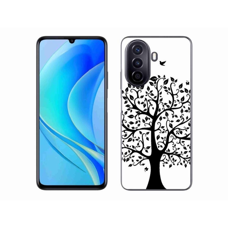 Gél borítás mmCase a Huawei Nova Y70-hez - fekete és fehér fa