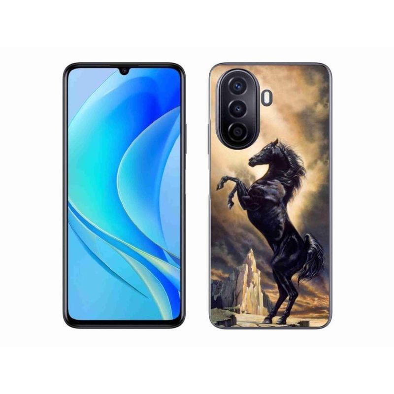 Gél borítás mmCase a Huawei Nova Y70 készülékhez - fekete rajzfilm ló