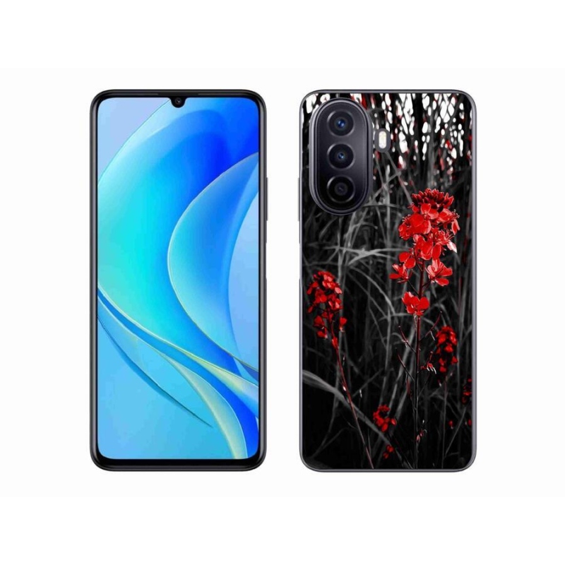 Gél borító mmCase a Huawei Nova Y70-hez - piros növény