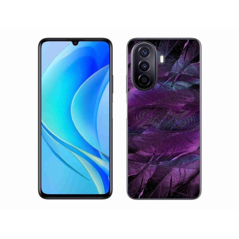 Gél borítás mmCase a Huawei Nova Y70 készülékhez - lila tollak