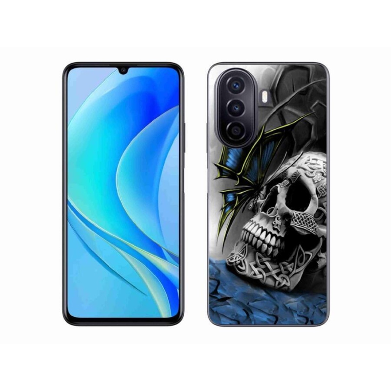 Gél borító mmCase a mobil Huawei Nova Y70 - pillangó és koponya számára