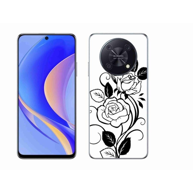 Gél borítás mmCase a Huawei Nova Y90 készülékhez - fekete és fehér rózsa