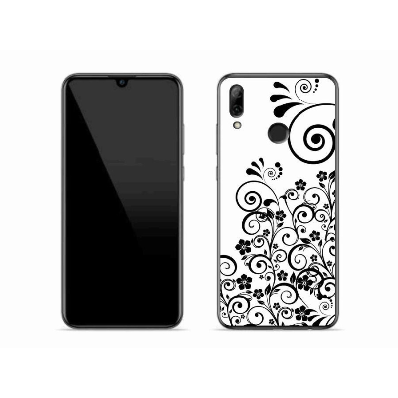 Gél borító mmCase a Huawei P Smart (2019) mobiltelefonhoz - fekete-fehér virágminták
