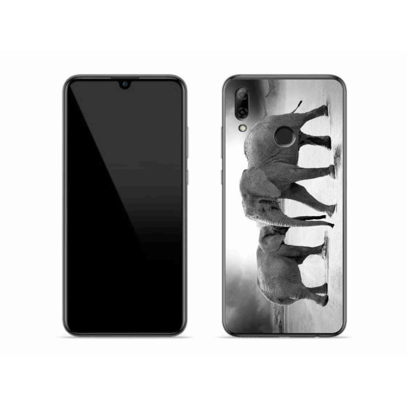 Gél borító mmCase a Huawei P Smart (2019) - fekete és fehér elefántokhoz