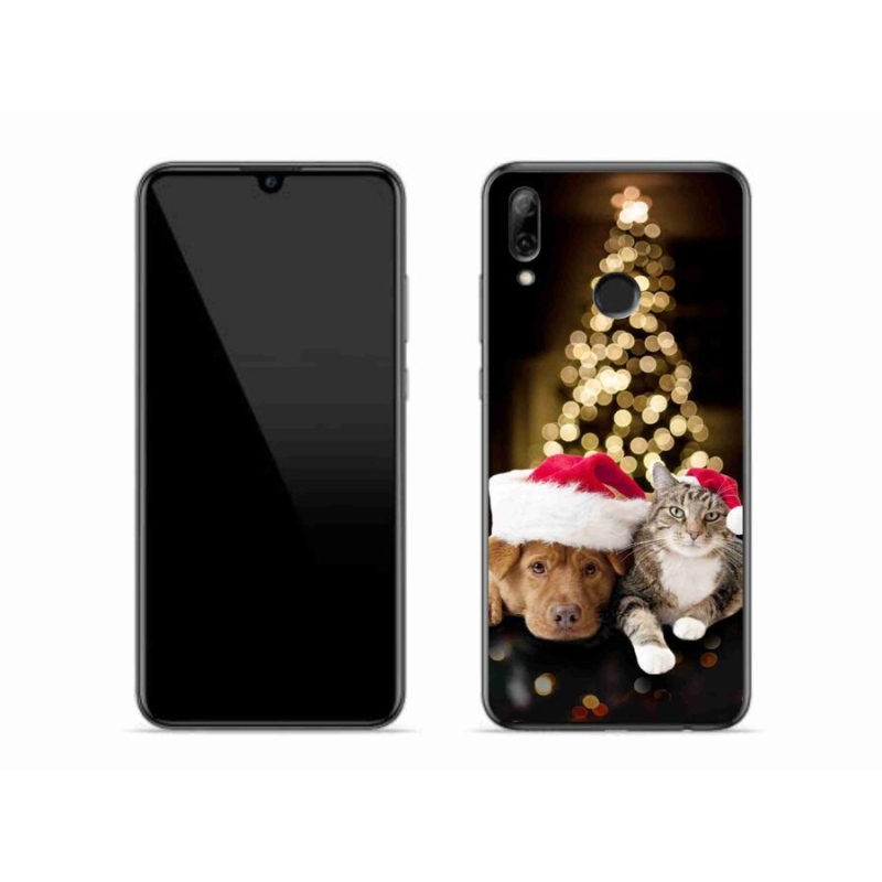 Gél borító mmCase mobil Huawei P Smart (2019) - Karácsonyi kutya és macska