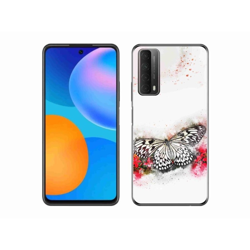 Gél védőhuzat mmCase mobiltelefonhoz Huawei P Smart (2021) - fekete-fehér pillangó