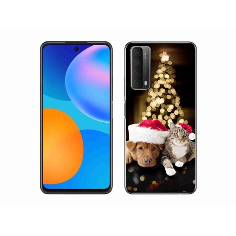 Gél borító mmCase mobiltelefonhoz Huawei P Smart (2021) - Karácsonyi kutya és macska