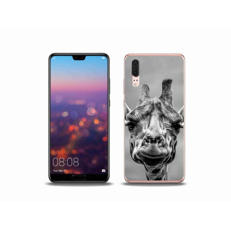 Gél borítás mmCase a Huawei P20 készülékhez - fekete-fehér zsiráf