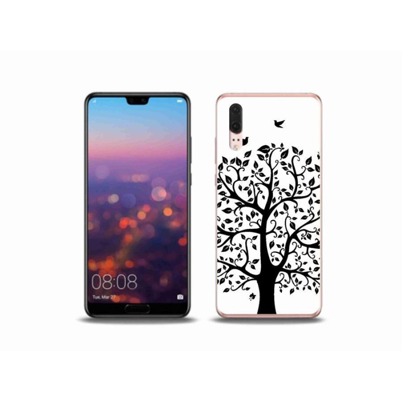 Gél borítás mmCase a Huawei P20 készülékhez - fekete és fehér fa