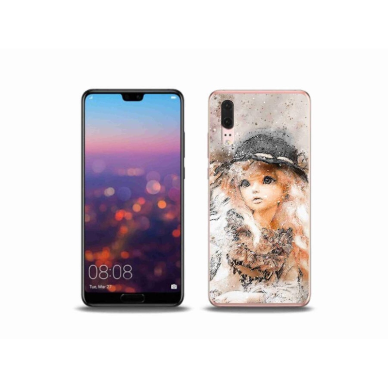 Gél borító mmCase mobil Huawei P20 - lány kalapos sapkával