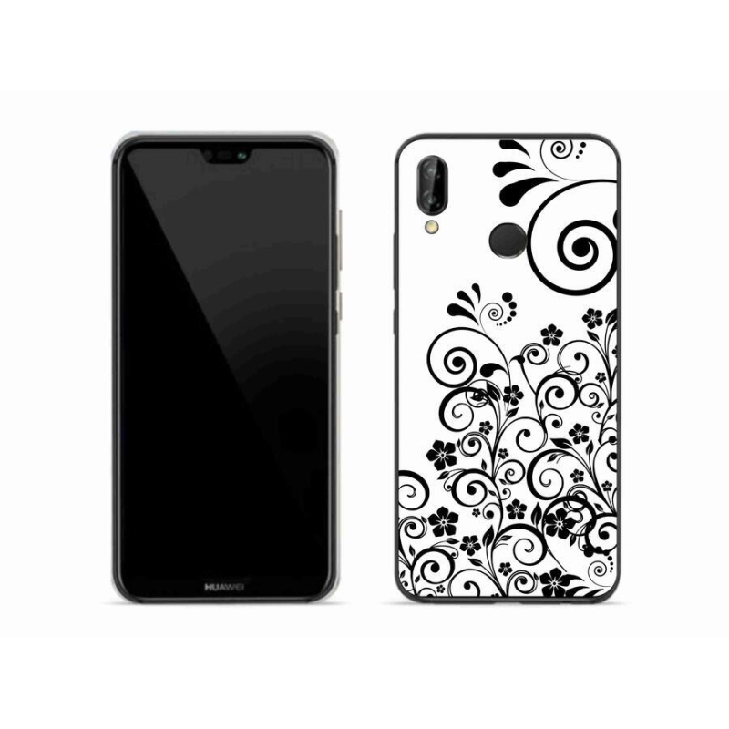 Zselés borítás mmCase a Huawei P20 Lite készülékhez - fekete és fehér virágminták