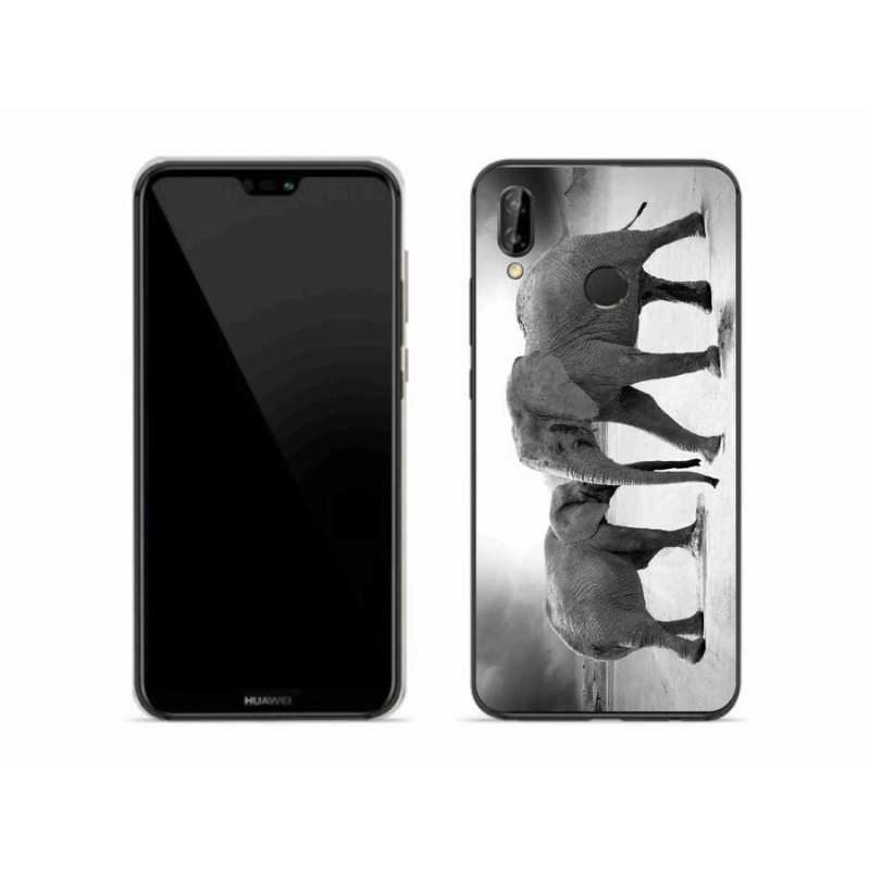 Gél borítás mmCase a Huawei P20 Lite készülékhez - fekete és fehér elefántok