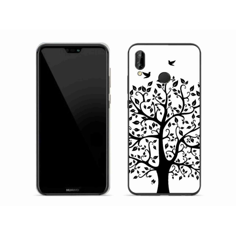 Gél borítás mmCase a Huawei P20 Lite-hoz - fekete és fehér fa