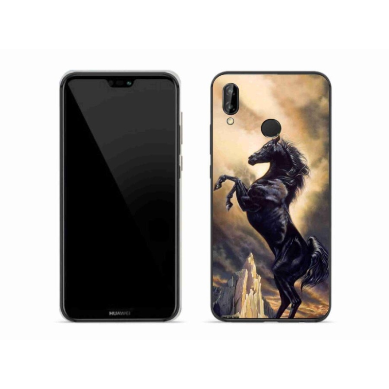 Gél borítás mmCase a Huawei P20 Lite készülékhez - fekete rajzfilm ló