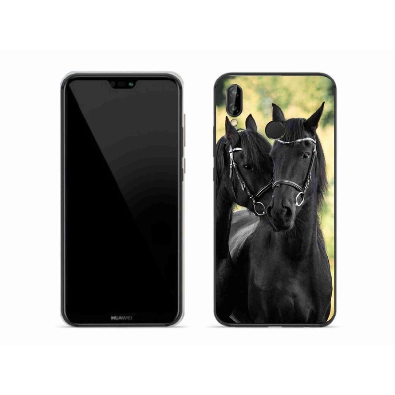 Gél borítás mmCase a Huawei P20 Lite készülékhez - két fekete ló