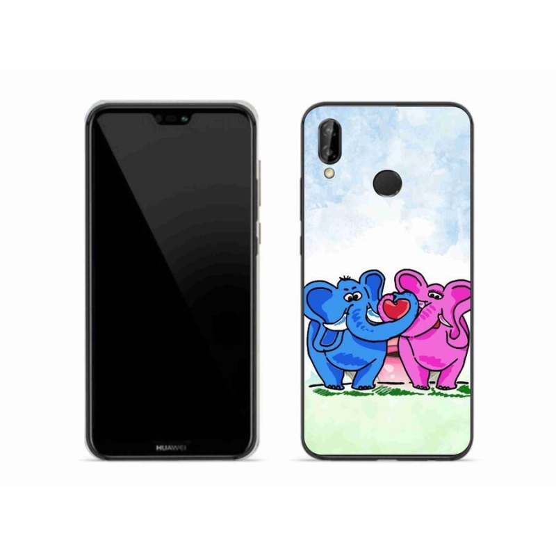 Gél borító mmCase a mobil Huawei P20 Lite készülékhez - szerelmes elefántok