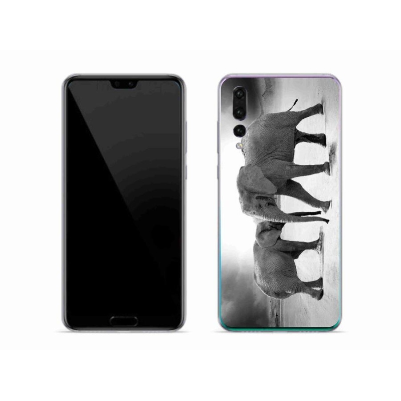 Gél borítás mmCase a Huawei P20 Pro készülékhez - fekete és fehér elefántok