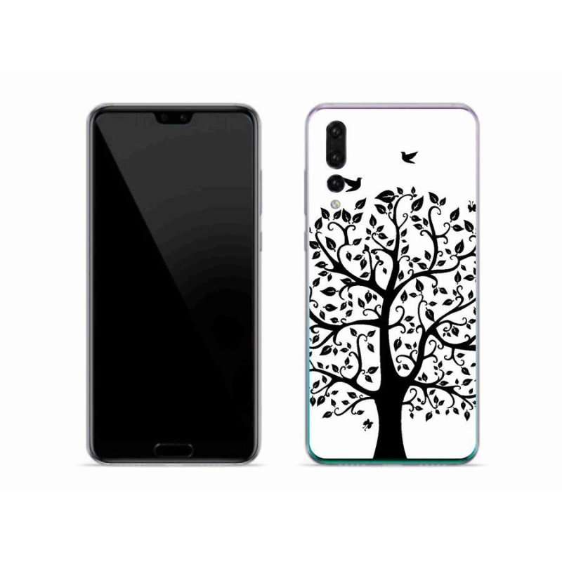 Gél borítás mmCase a Huawei P20 Pro-hoz - fekete és fehér fa