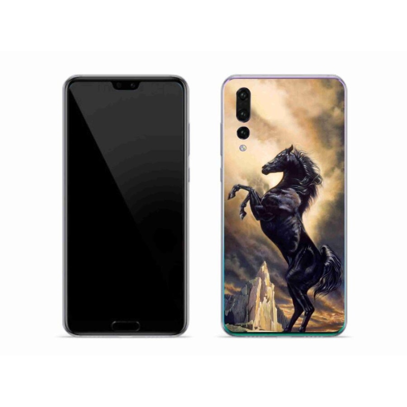 Zselés borítás mmCase a Huawei P20 Pro-hoz - fekete rajzfilm ló