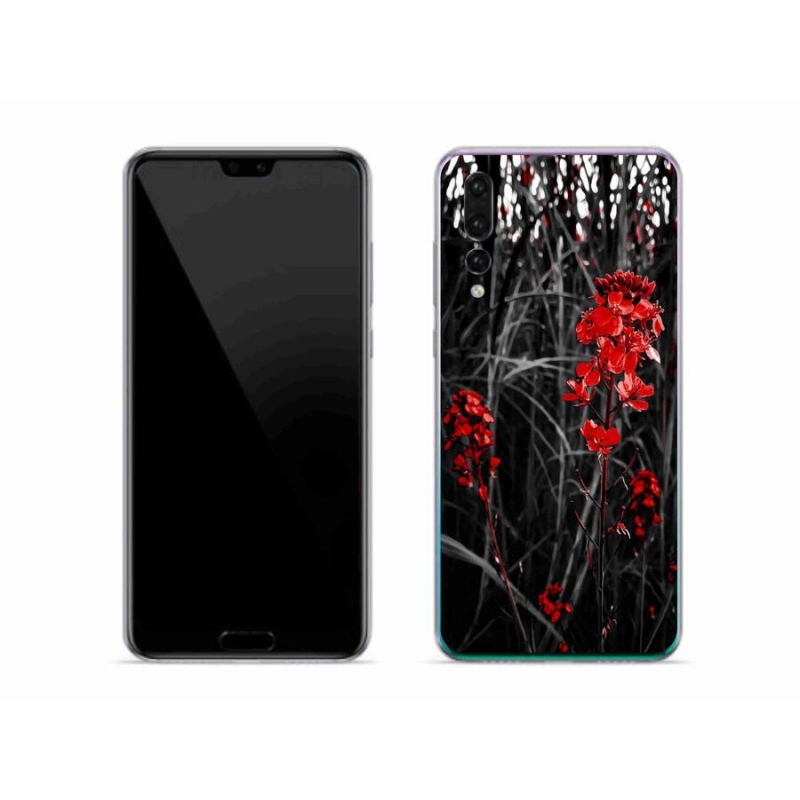 Gél borítás mmCase a Huawei P20 Pro számára - piros növény