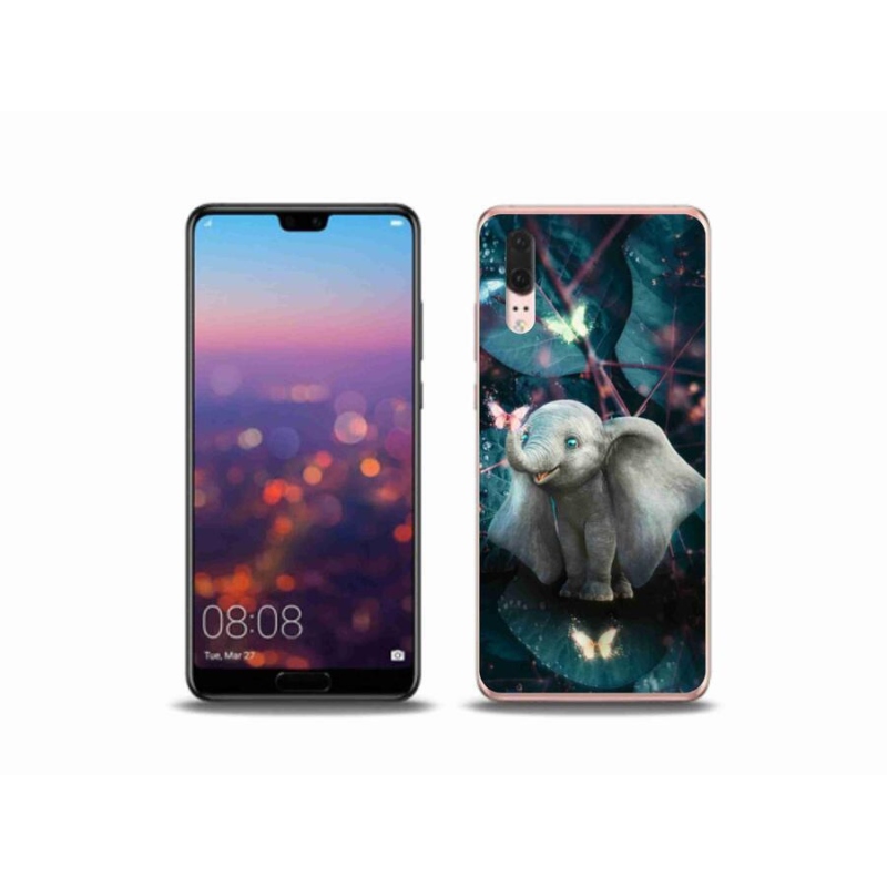 Gél borító mmCase a mobil Huawei P20 - aranyos elefánthoz