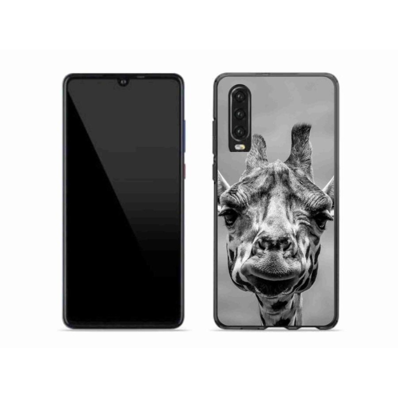 Zselés borítás mmCase a Huawei P30 készülékhez - fekete-fehér zsiráf