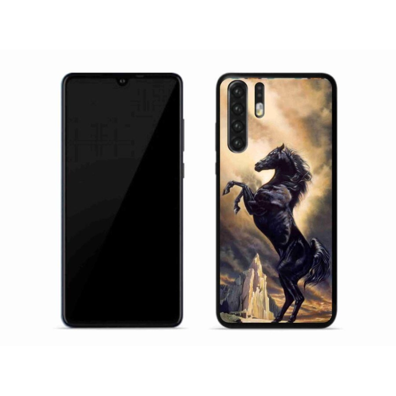 Gél borítás mmCase a Huawei P30 Pro készülékhez - fekete rajzfilm ló