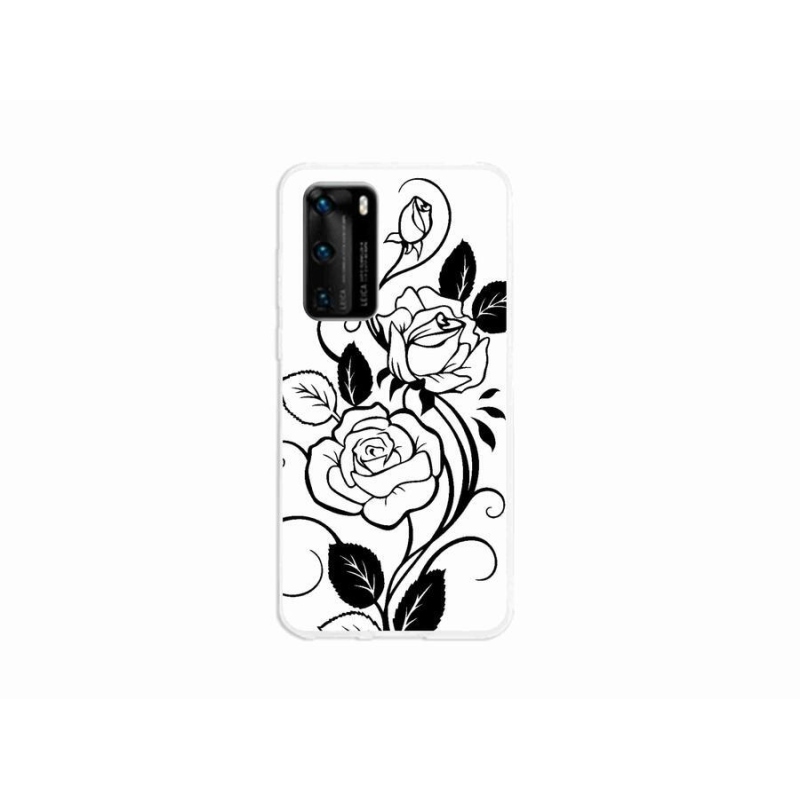 Gél borítás mmCase a Huawei P40 készülékhez - fekete és fehér rózsa