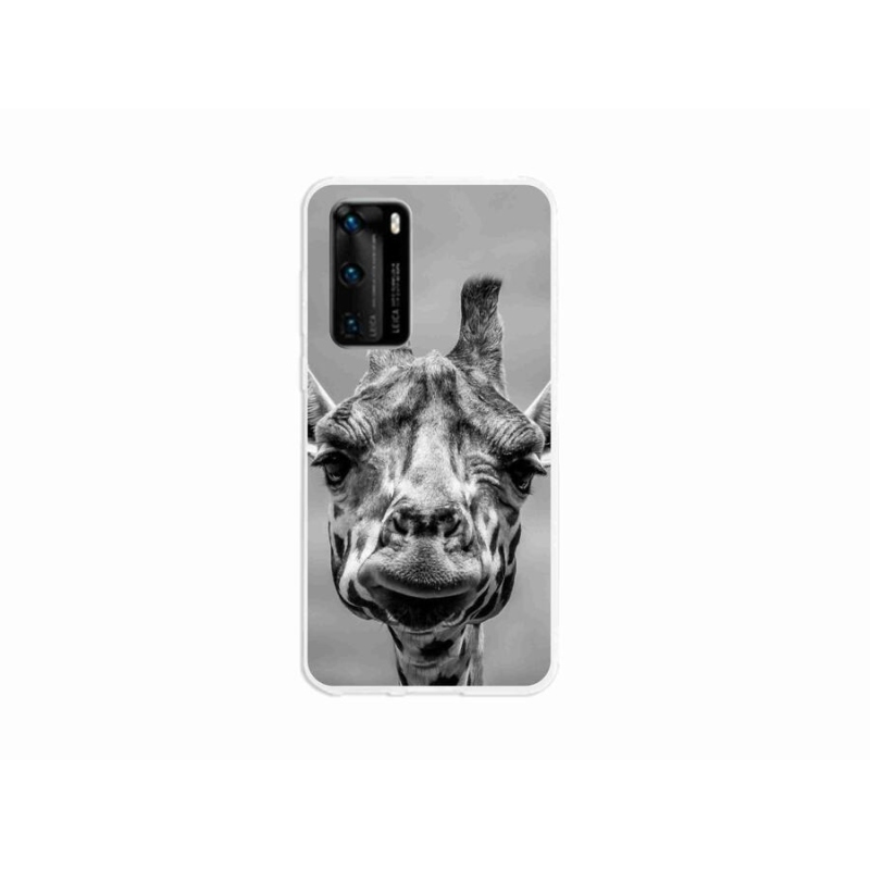 Zselés borítás mmCase a Huawei P40 készülékhez - fekete-fehér zsiráf