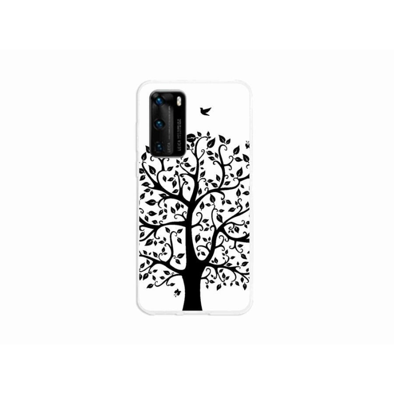 Zselés borítás mmCase a Huawei P40-hez - fekete-fehér fa