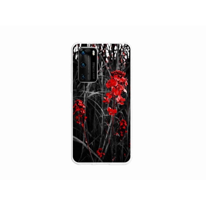Gél borító mmCase a Huawei P40-hez - piros növényhez