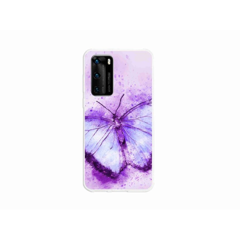 Gél borító mmCase a mobil Huawei P40 - lila pillangóhoz