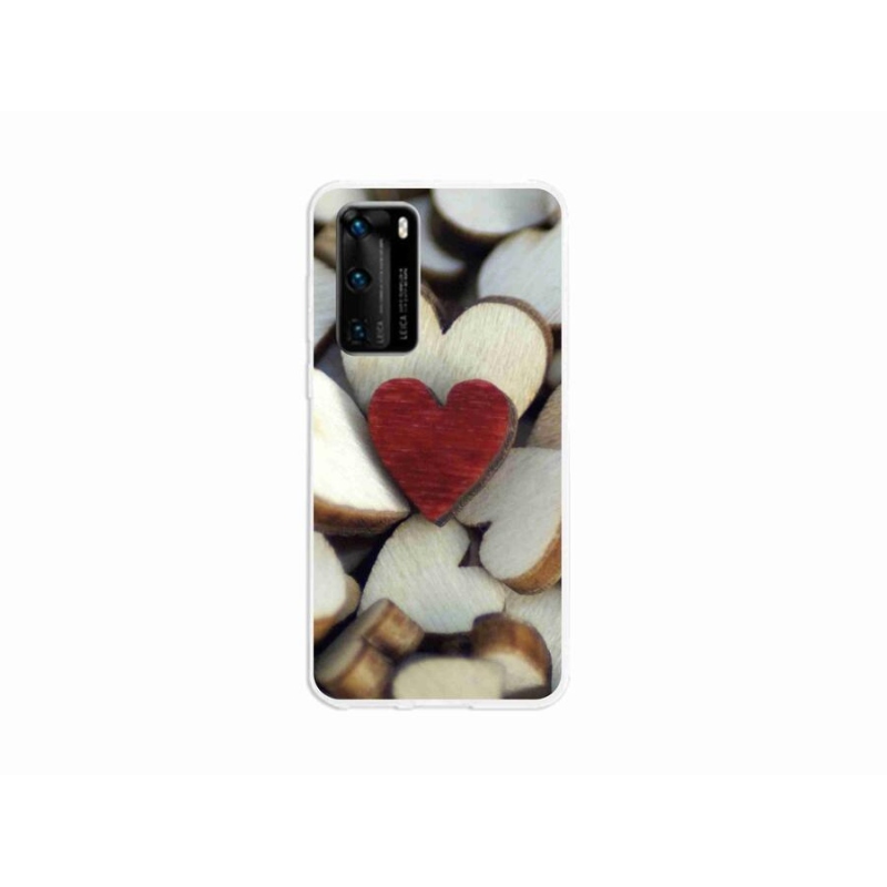 Gél borító mmCase mobiltelefonhoz Huawei P40 - gravírozott piros szív