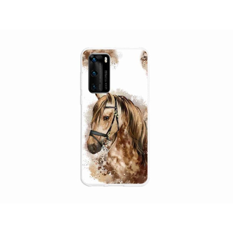 Gél borító mmCase a mobil Huawei P40 - barna rajzfilm lóhoz