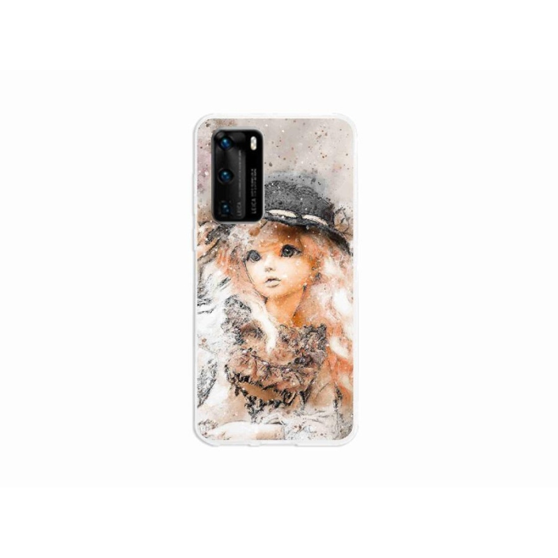 Gél borító mmCase a mobil Huawei P40 - lány egy kalappal