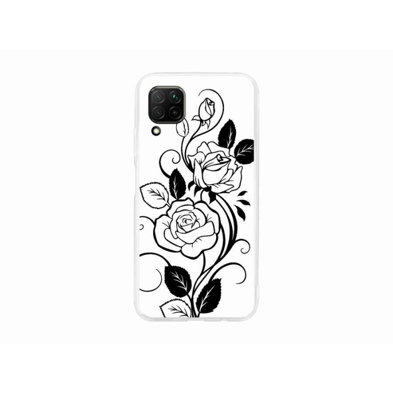 Gél borítás mmCase a Huawei P40 Lite készülékhez - fekete és fehér rózsa
