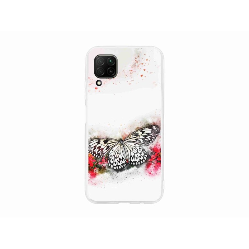 Gél borítás mmCase a Huawei P40 Lite készülékhez - fekete és fehér pillangó