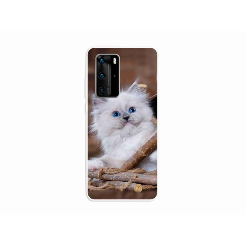 Gél borítás mmCase a Huawei P40 Pro készülékhez - fehér cica
