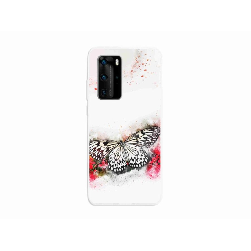 Zselés borítás mmCase a Huawei P40 Pro-hoz - fekete-fehér pillangó