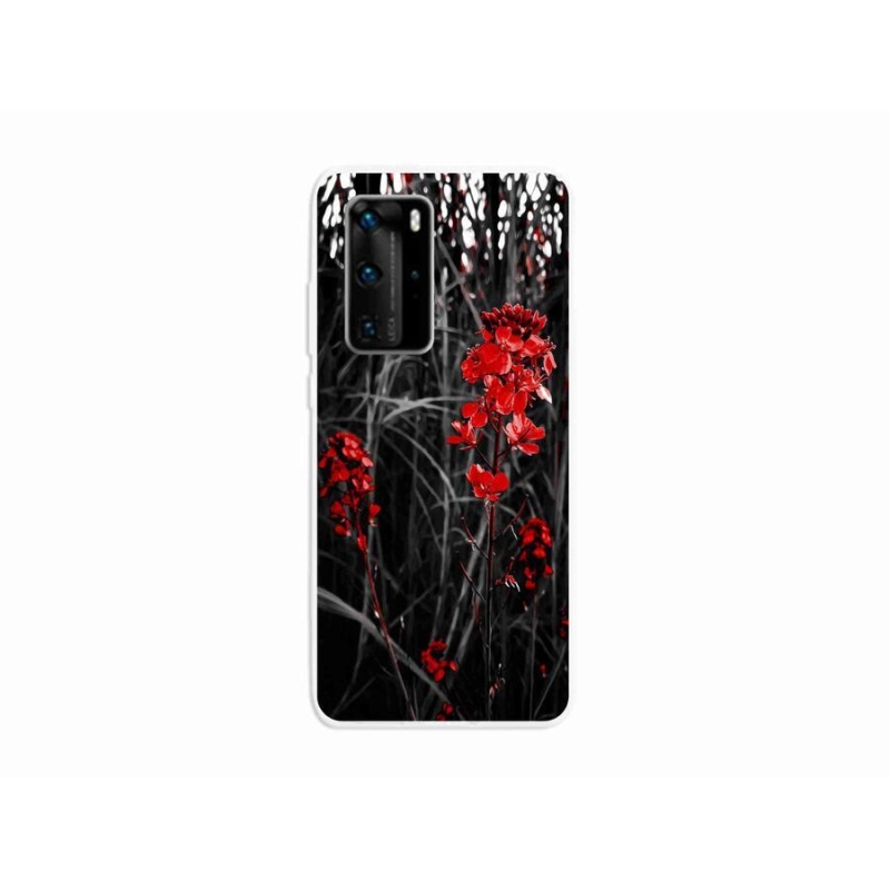 Gél borítás mmCase a Huawei P40 Pro számára - piros növény